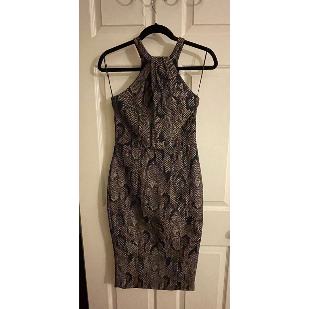 H&M brown metallic snake print dress size 4